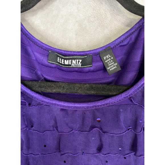 NWT Elementz Petite Purple Ruffle Sequin 3/4 Sleeve Top Womens  PETITE XL - Picture 4 of 6